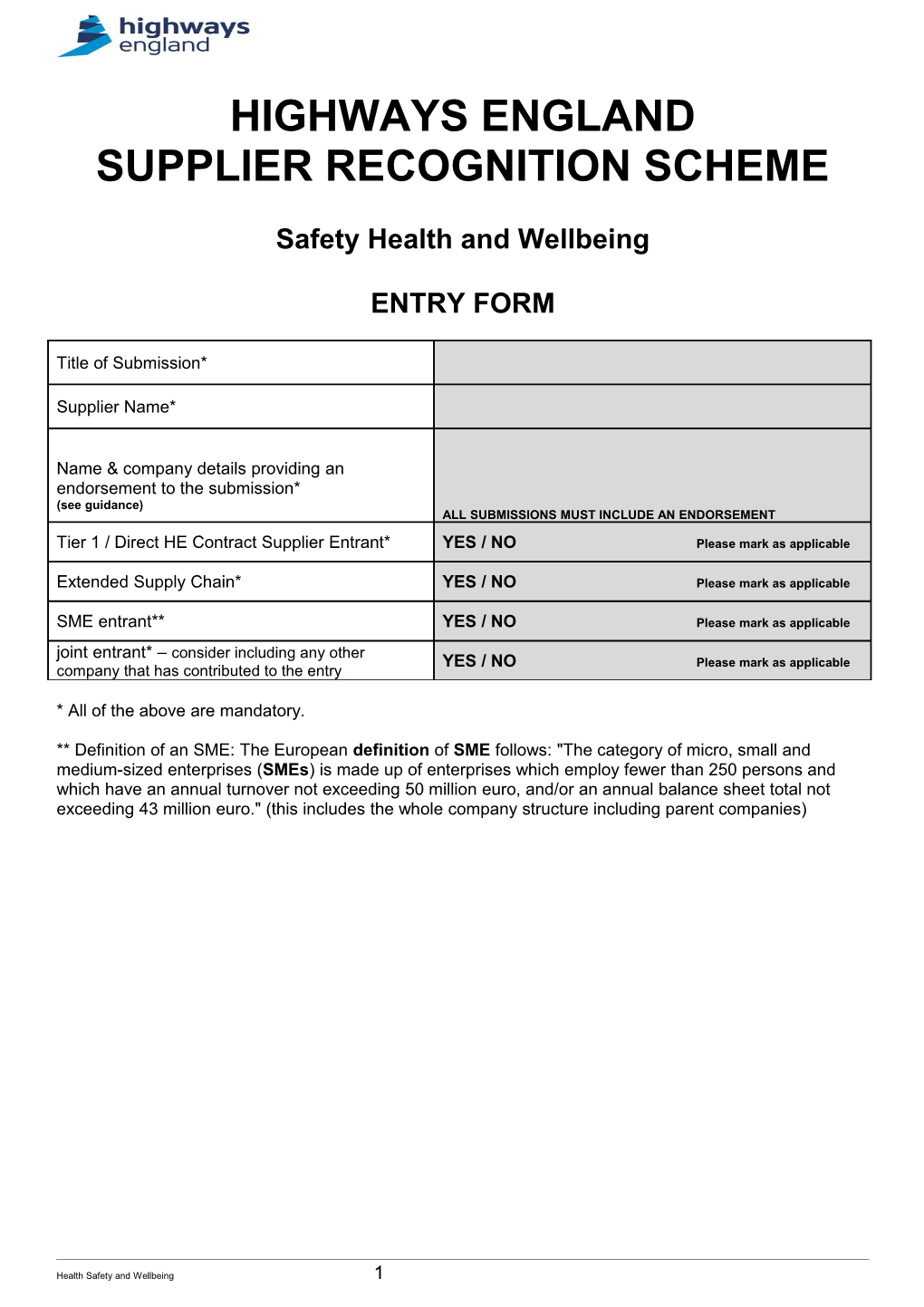 Safety Health and Wellbeing