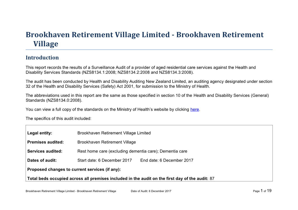 Brookhaven Retirement Village Limited - Brookhaven Retirement Village