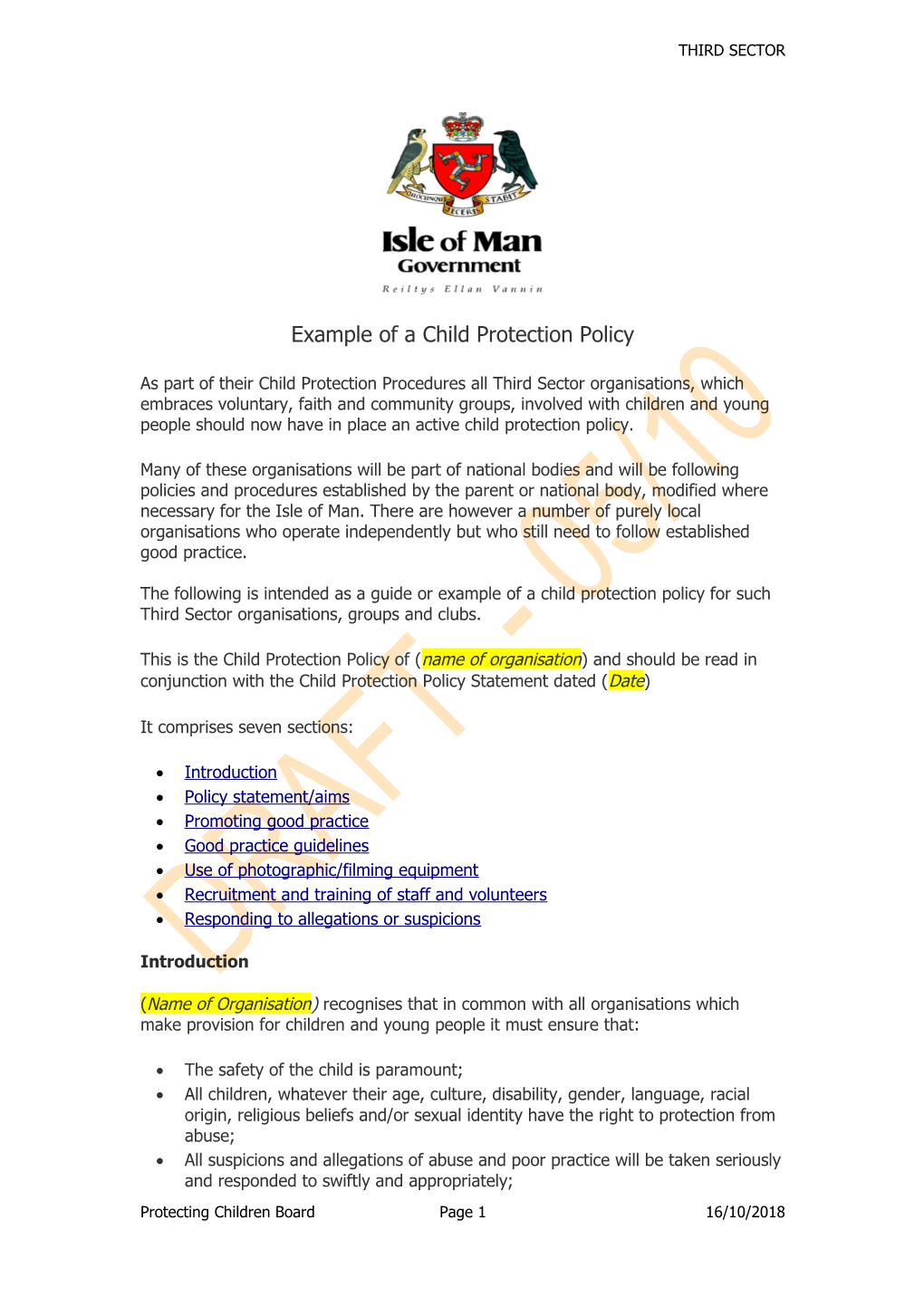 Example of a Child Protection Policy