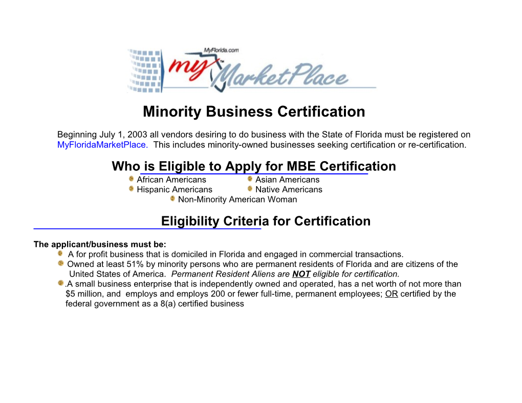 Who Is Eligible to Apply for MBE Certification