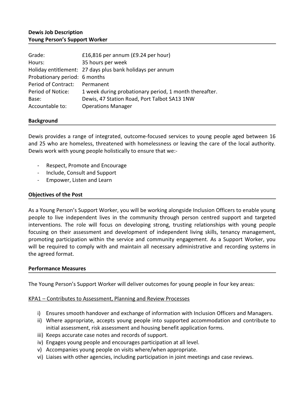 Young Person S Support Worker