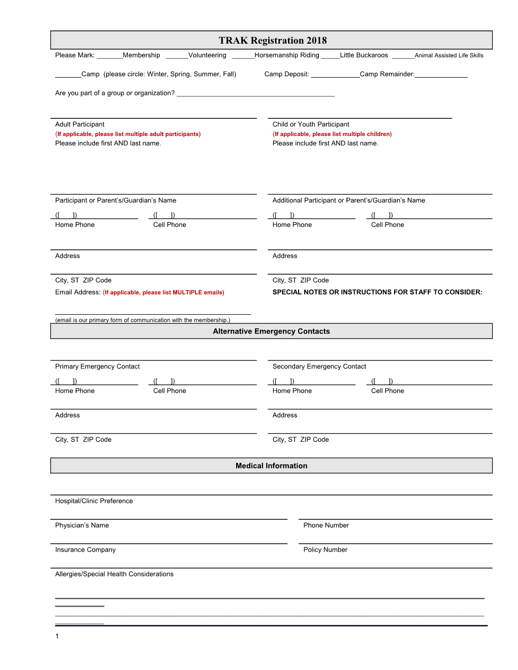 TRAK Registration 2018