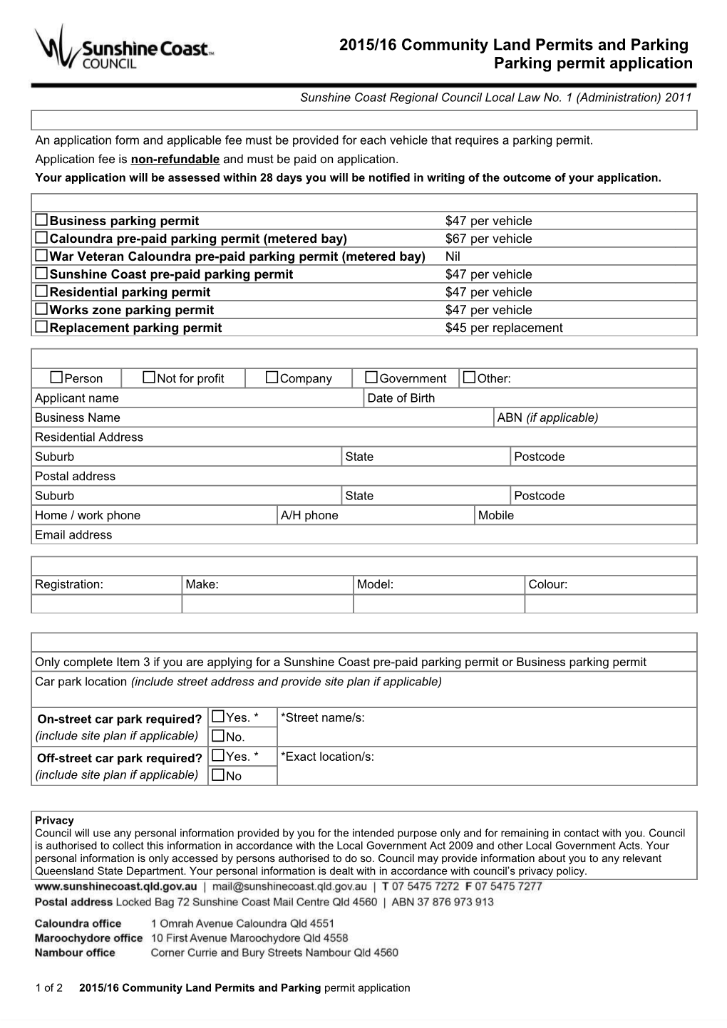 Sunshine Coast Regional Council Local Law No. 1 (Administration) 2011