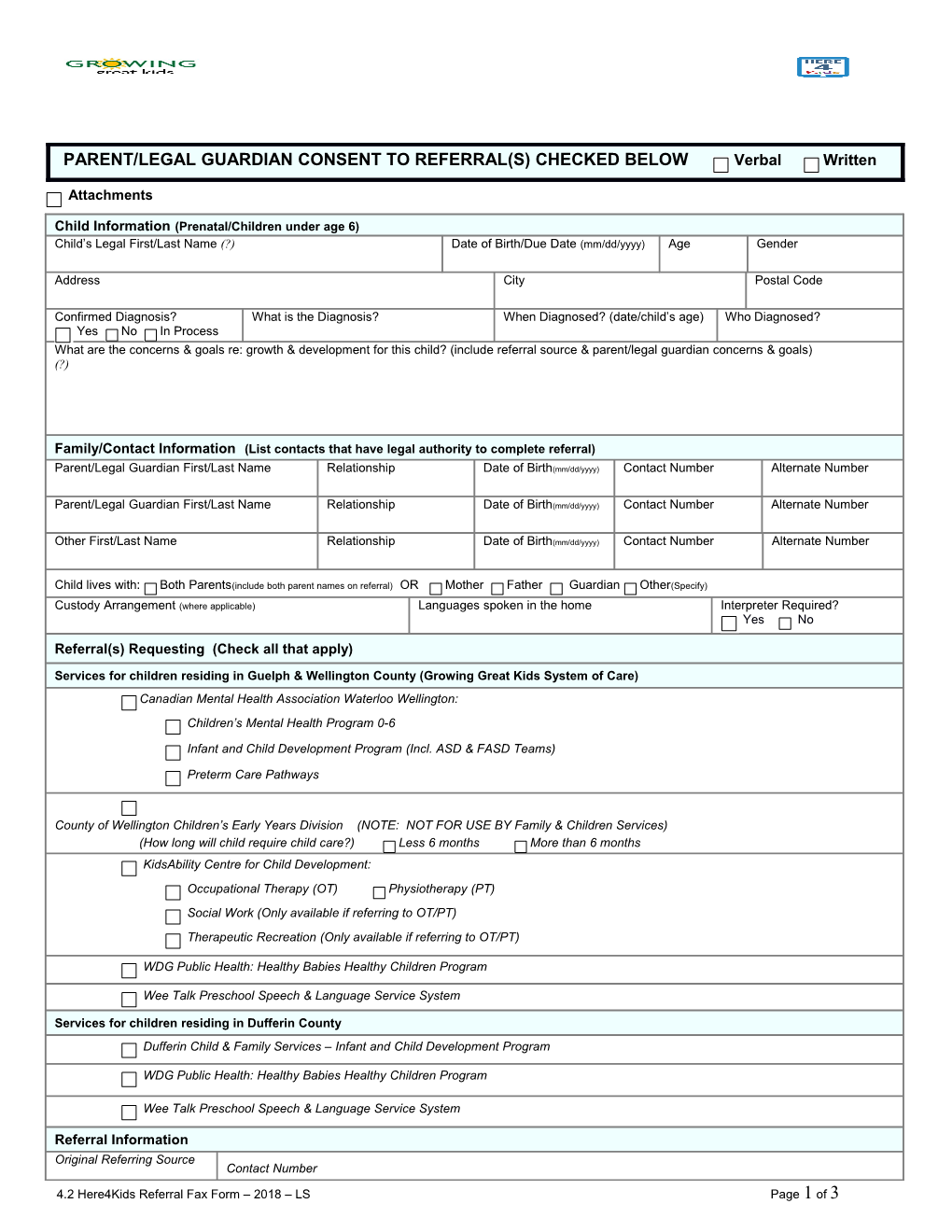 Referral Fax Form: Completion Key