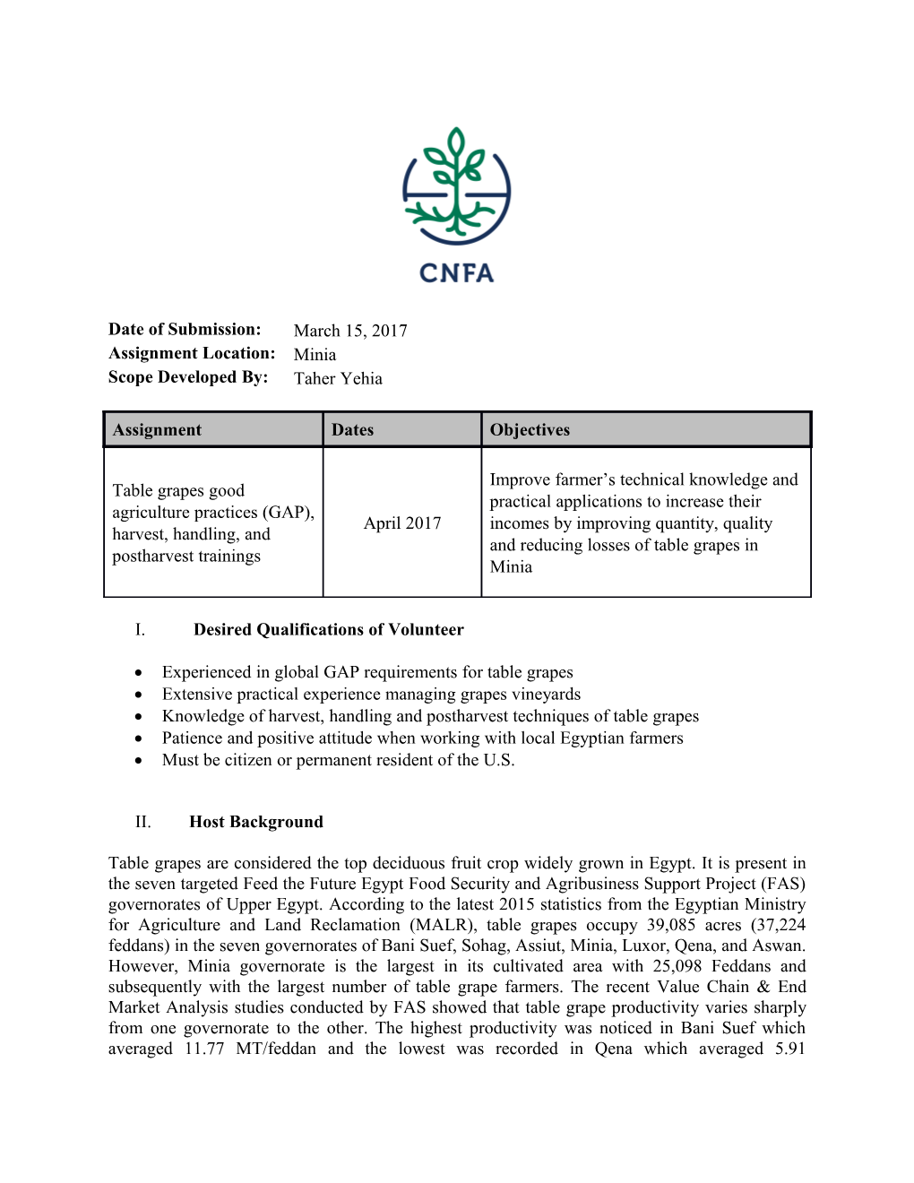 Experienced in Global GAP Requirements for Table Grapes
