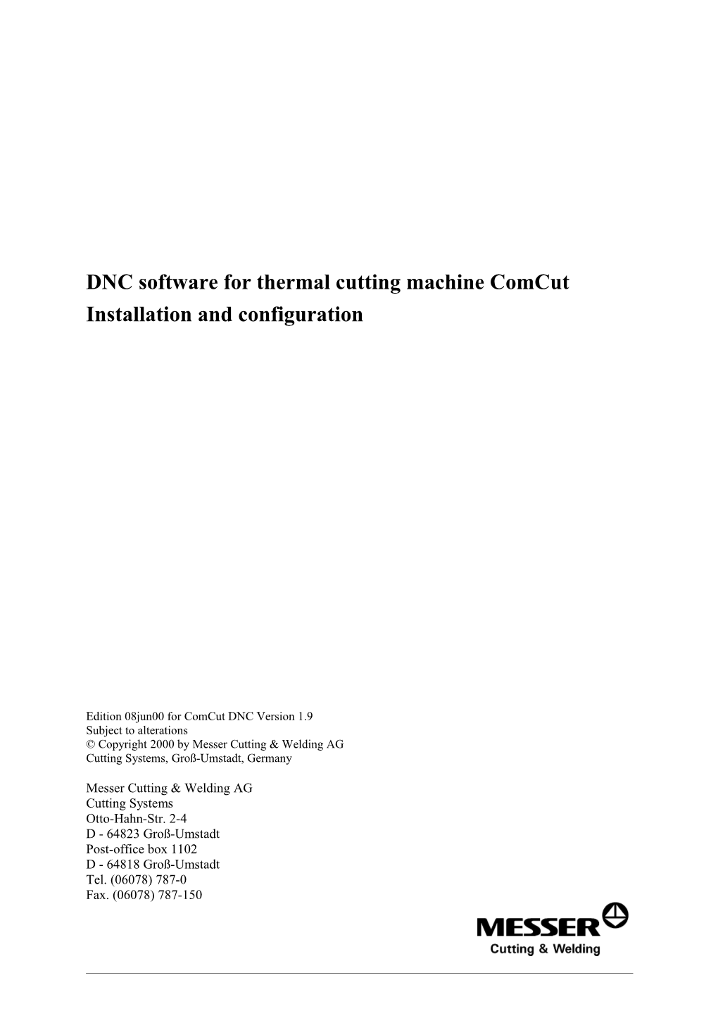 DNC Software for Thermal Cutting Machine Comcut