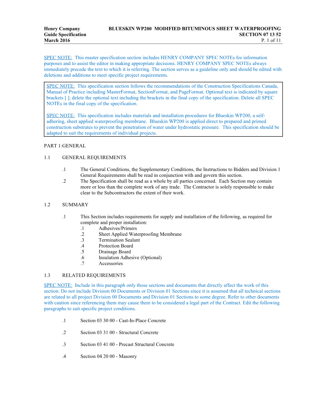 Henry Companyblueskin WP200 MODIFIED BITUMINOUS SHEET WATERPROOFING