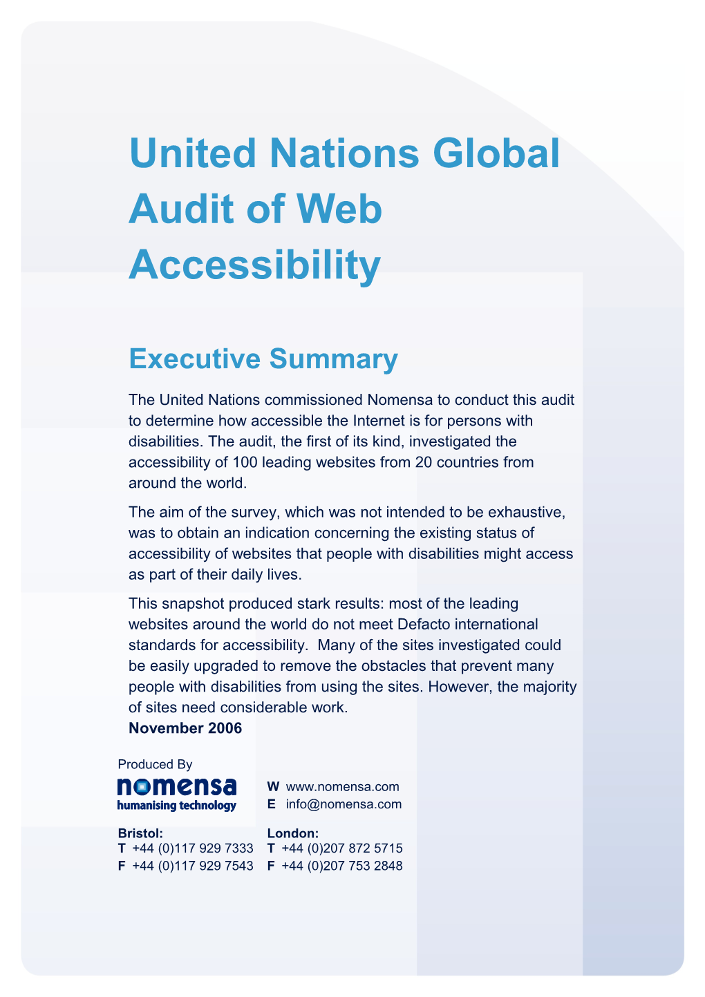 United Nationsglobal Audit of Web Accessibility