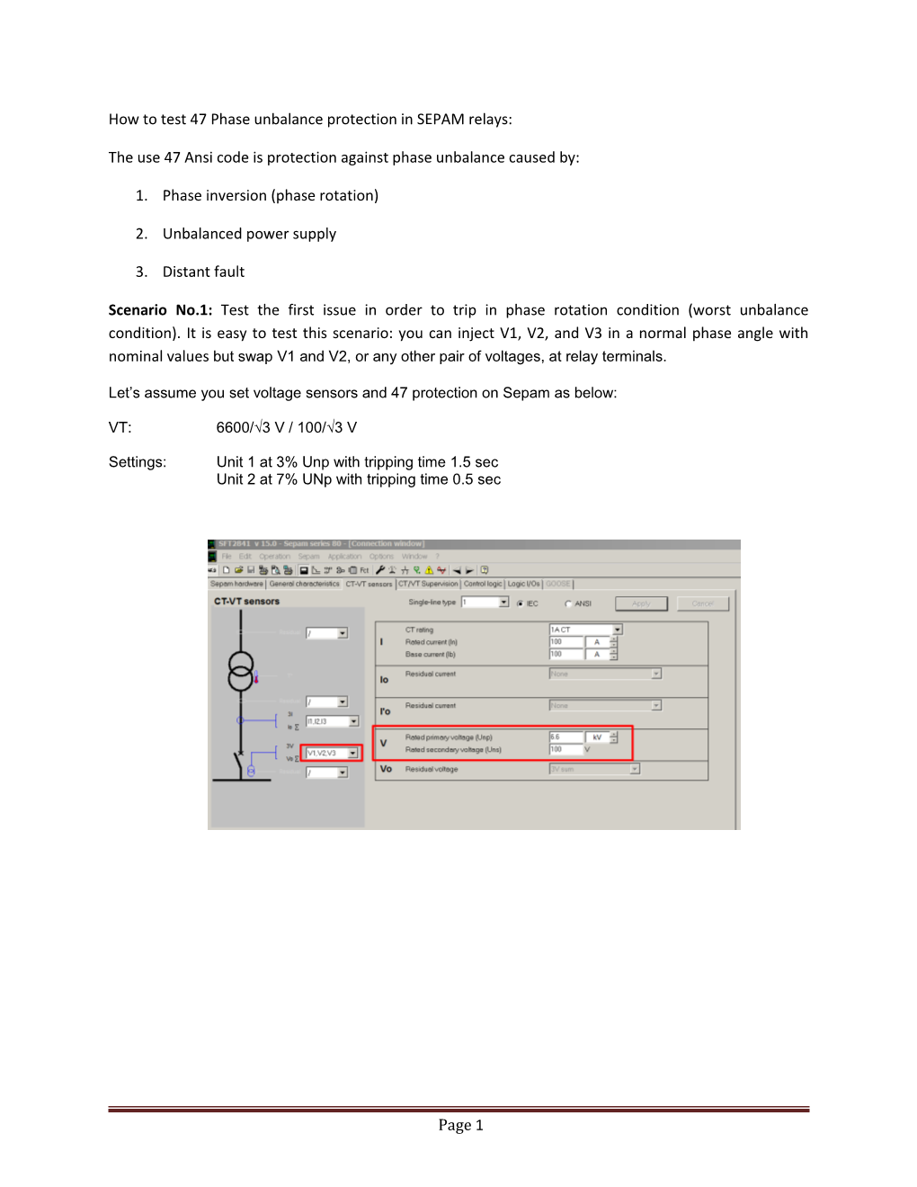 How to Test 47 Phase Unbalance Protection in SEPAM Relays