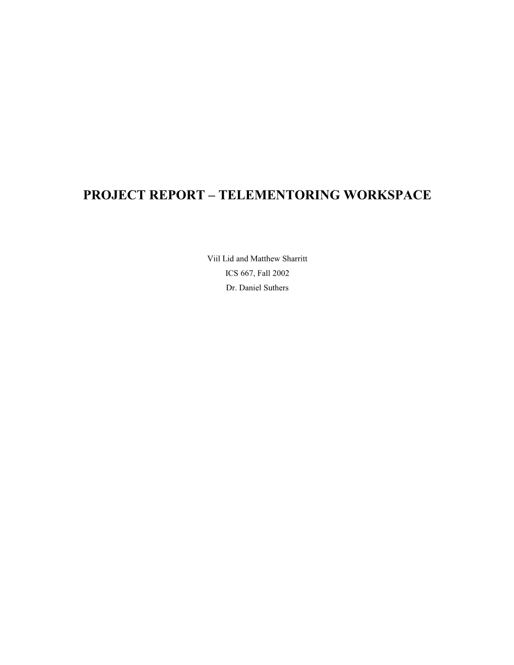 Project Report Telementoring Workspace