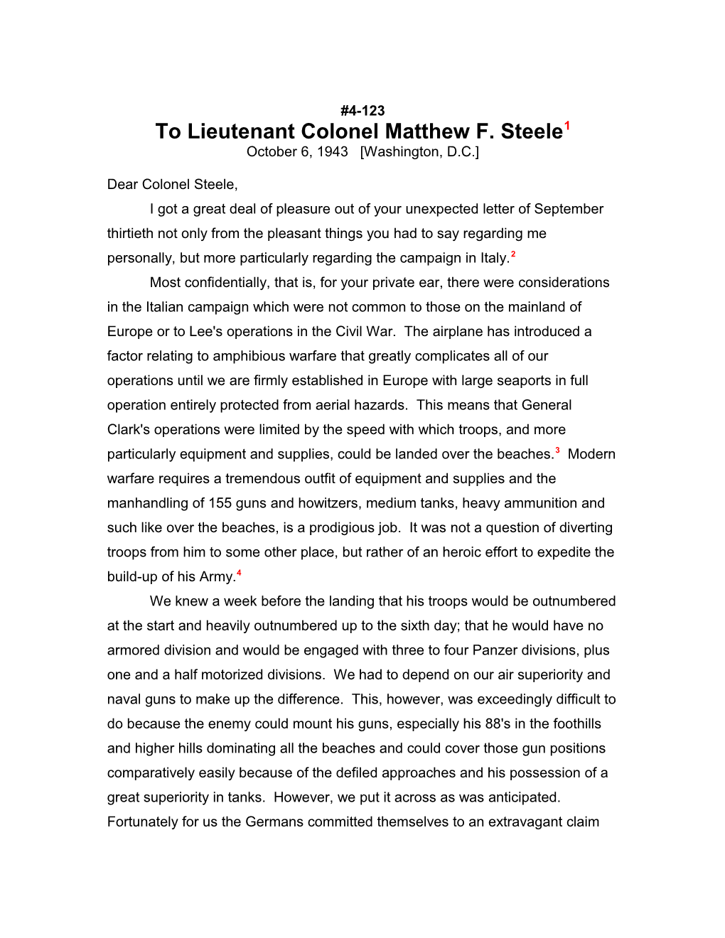 To Lieutenant Colonel Matthew F. Steele1