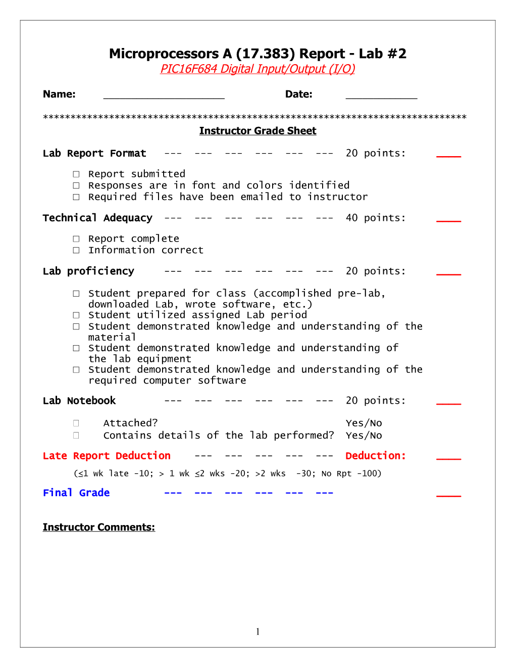 Microprocessors a (17.383) Report - Lab #2