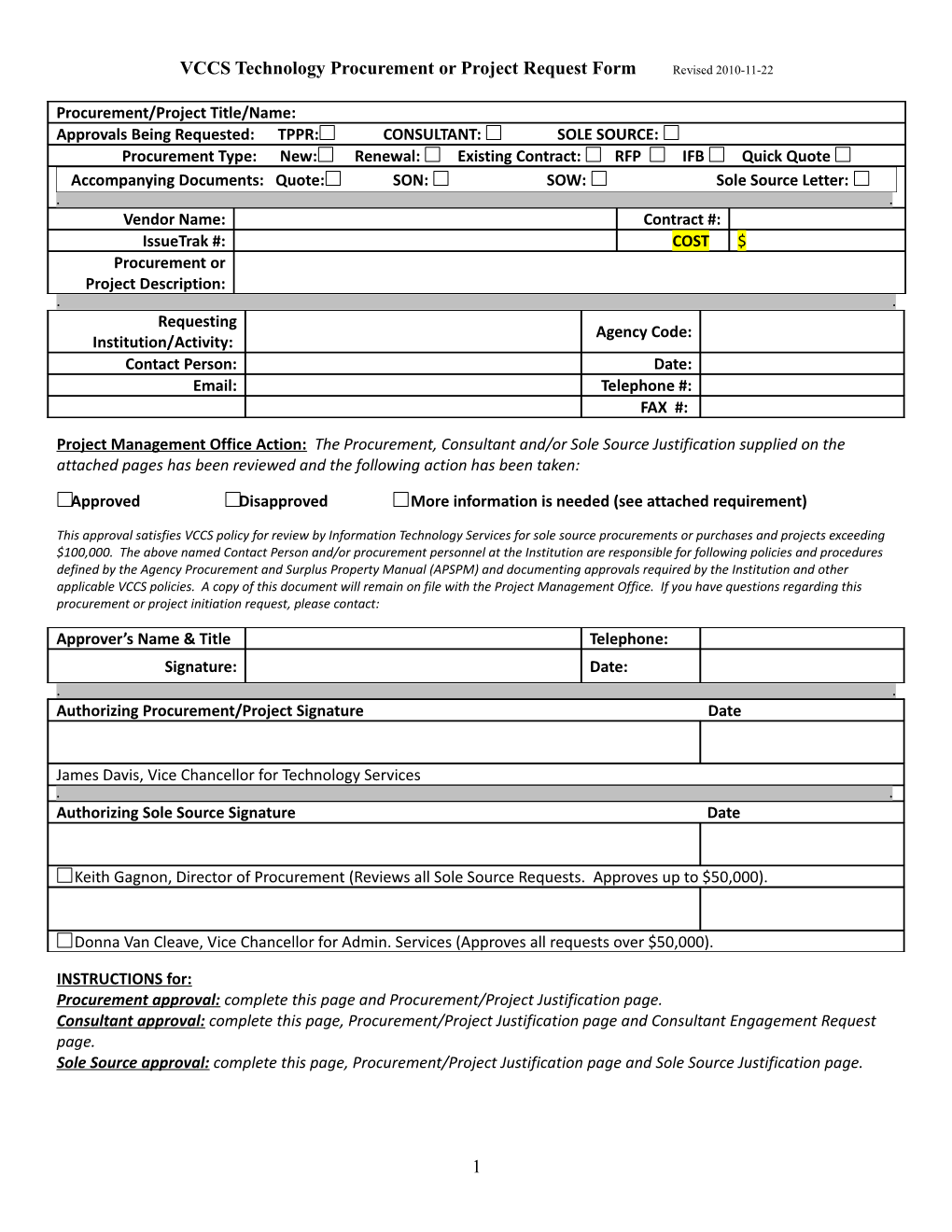 Sole Source Checklist