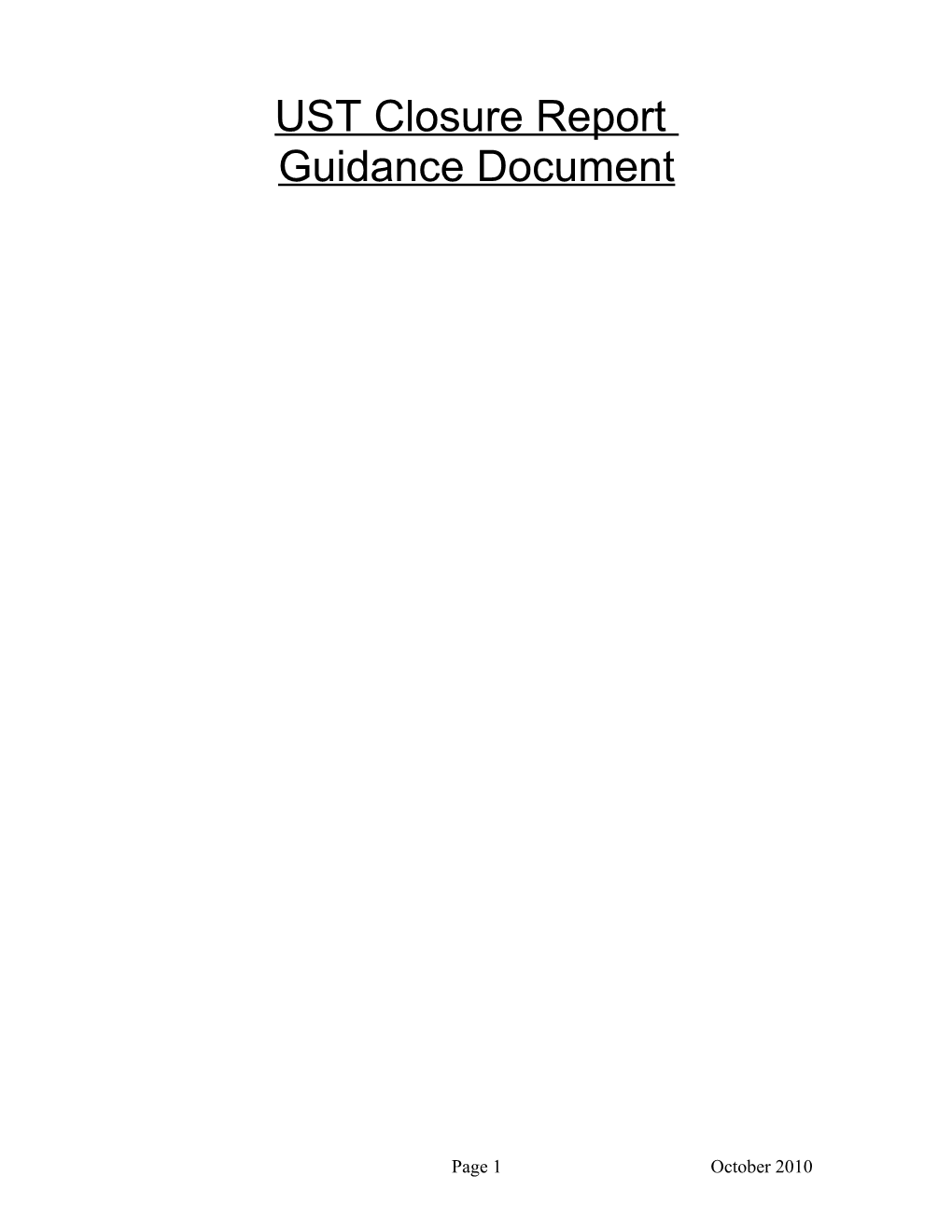 UST Closure Report Guidance Document