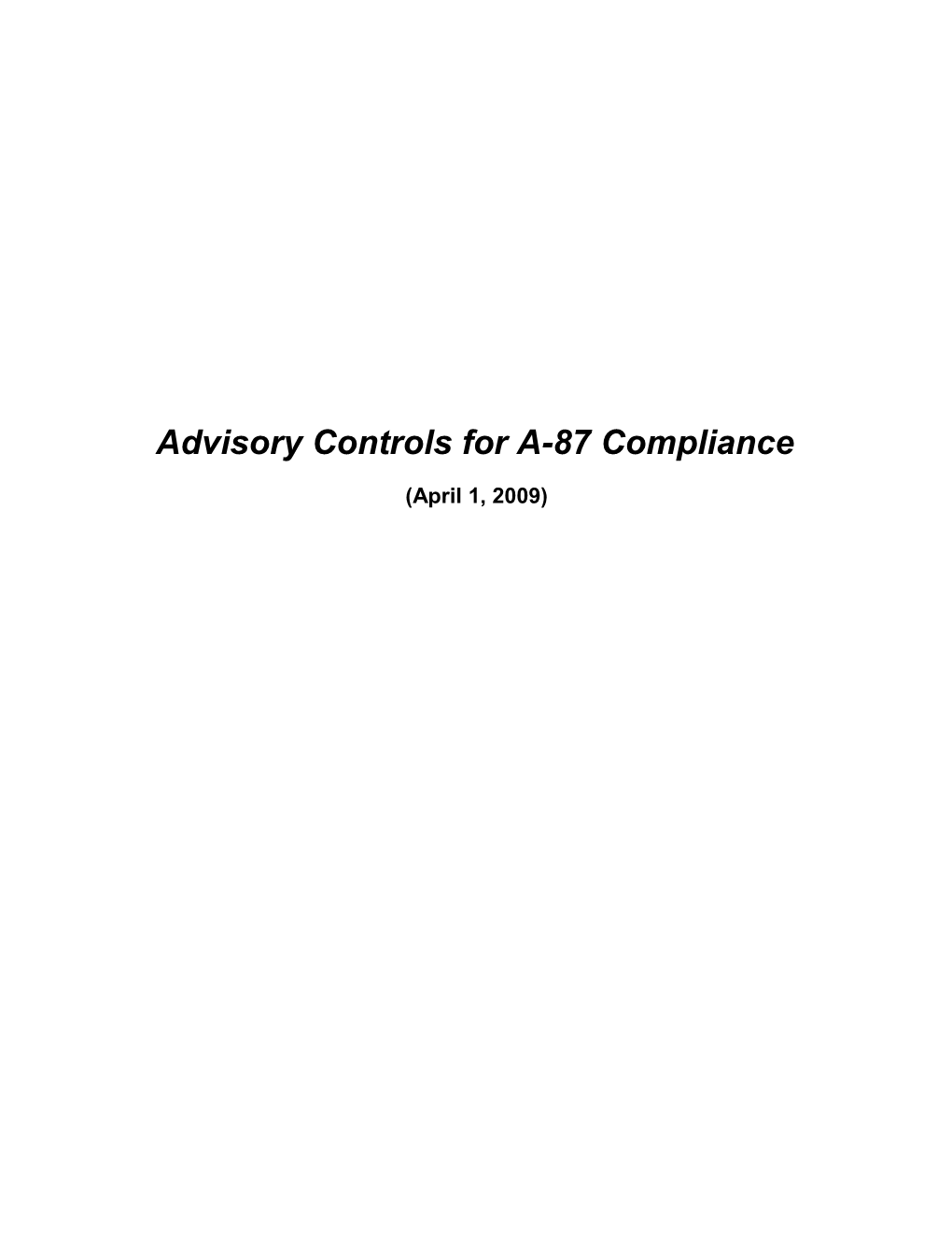 Advisory Controls for A-87 Compliance
