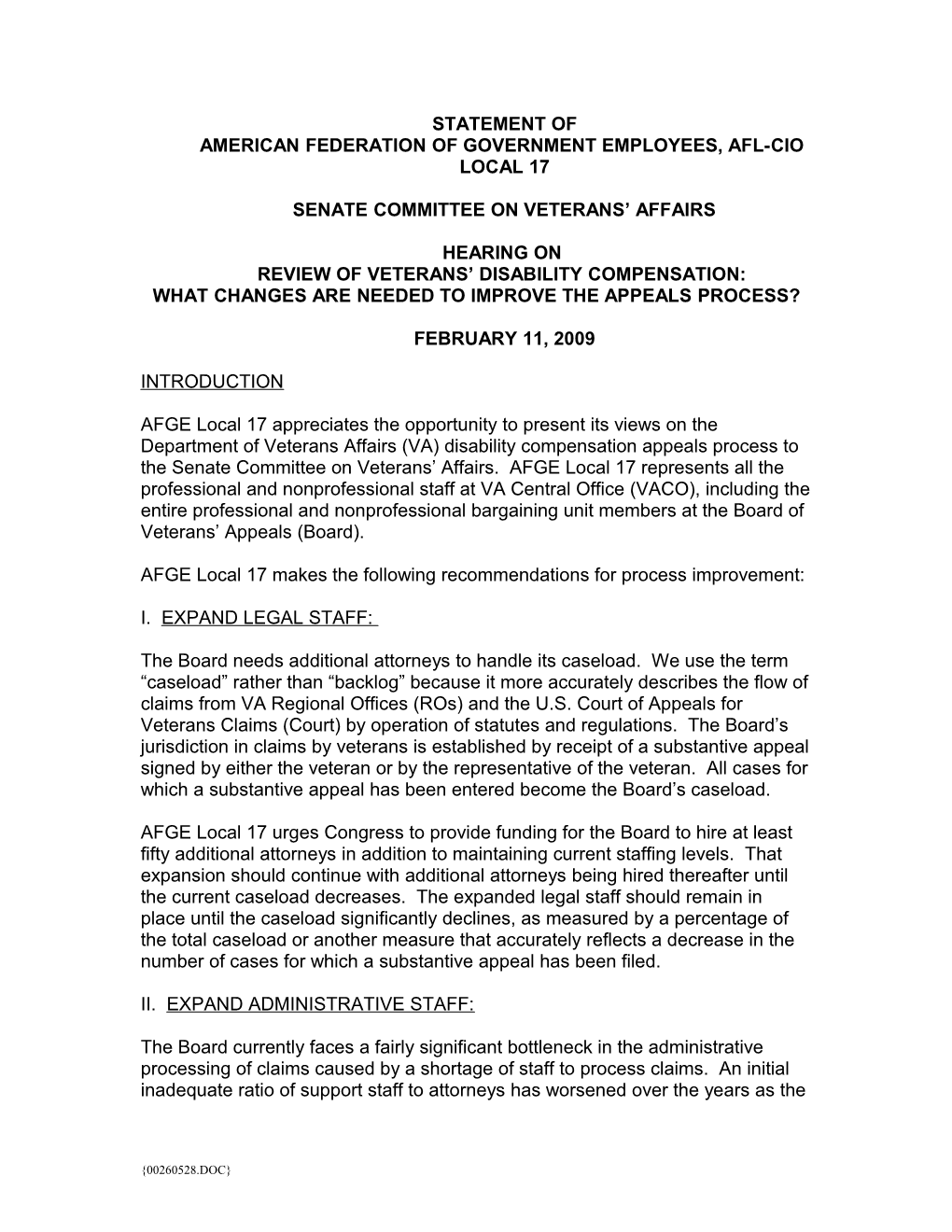 VBA Board Feb 2009 Hearing Submission (00260528;1)