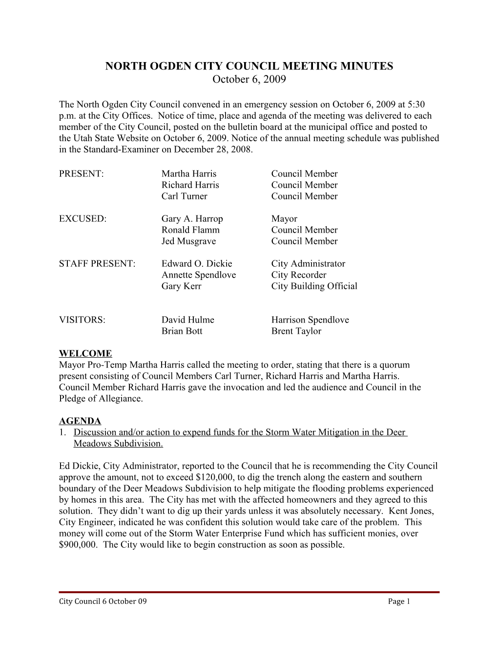 North Ogden City Council Meeting Minutes