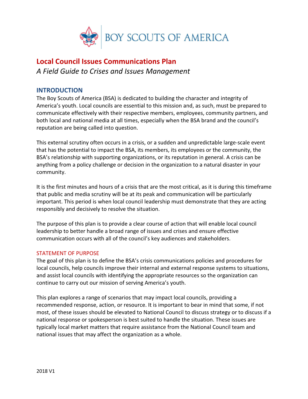 Local Council Issues Communications Plan