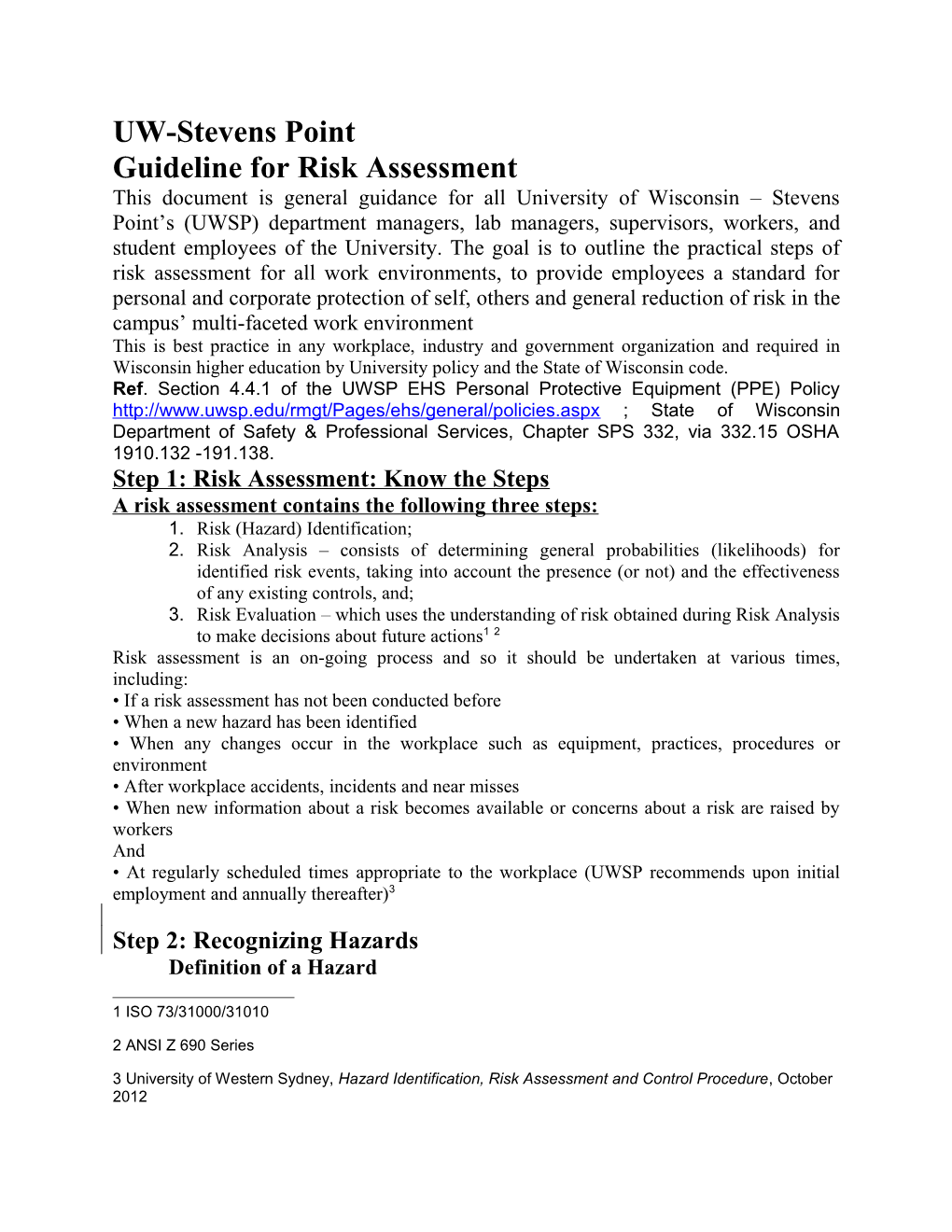 Guideline for Risk Assessment