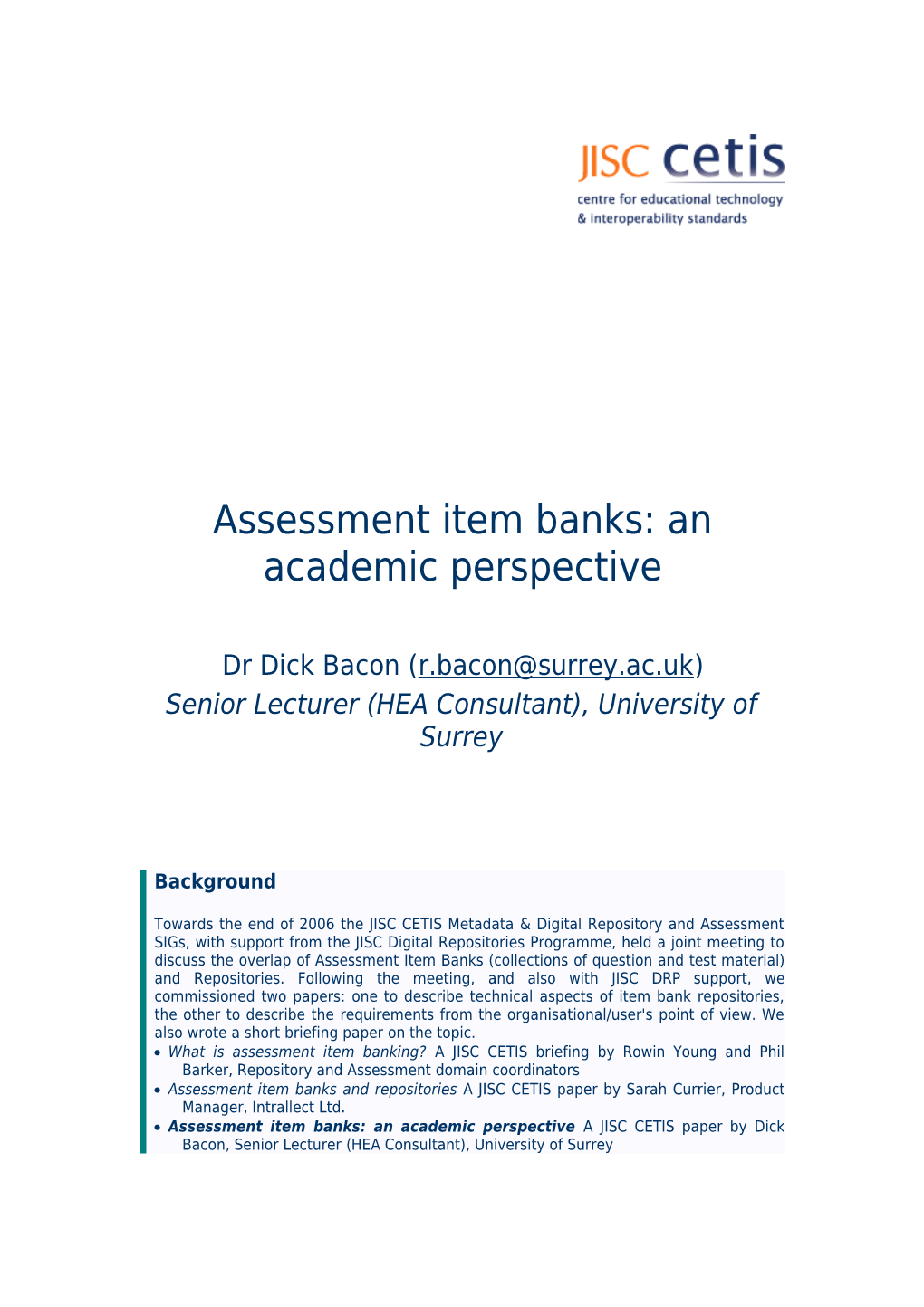 What Is Assessment Item Banking