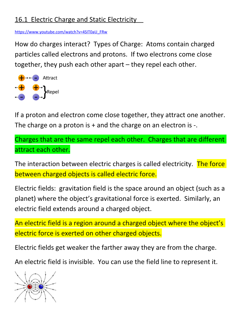 16.1 Electric Charge and Static Electricity