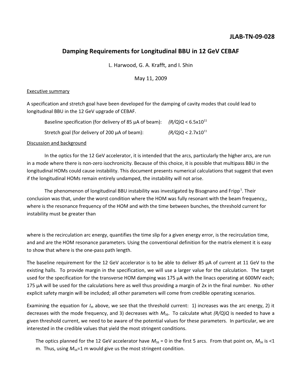 Damping Requirements for Longitudinal BBU in 12 Gev CEBAF