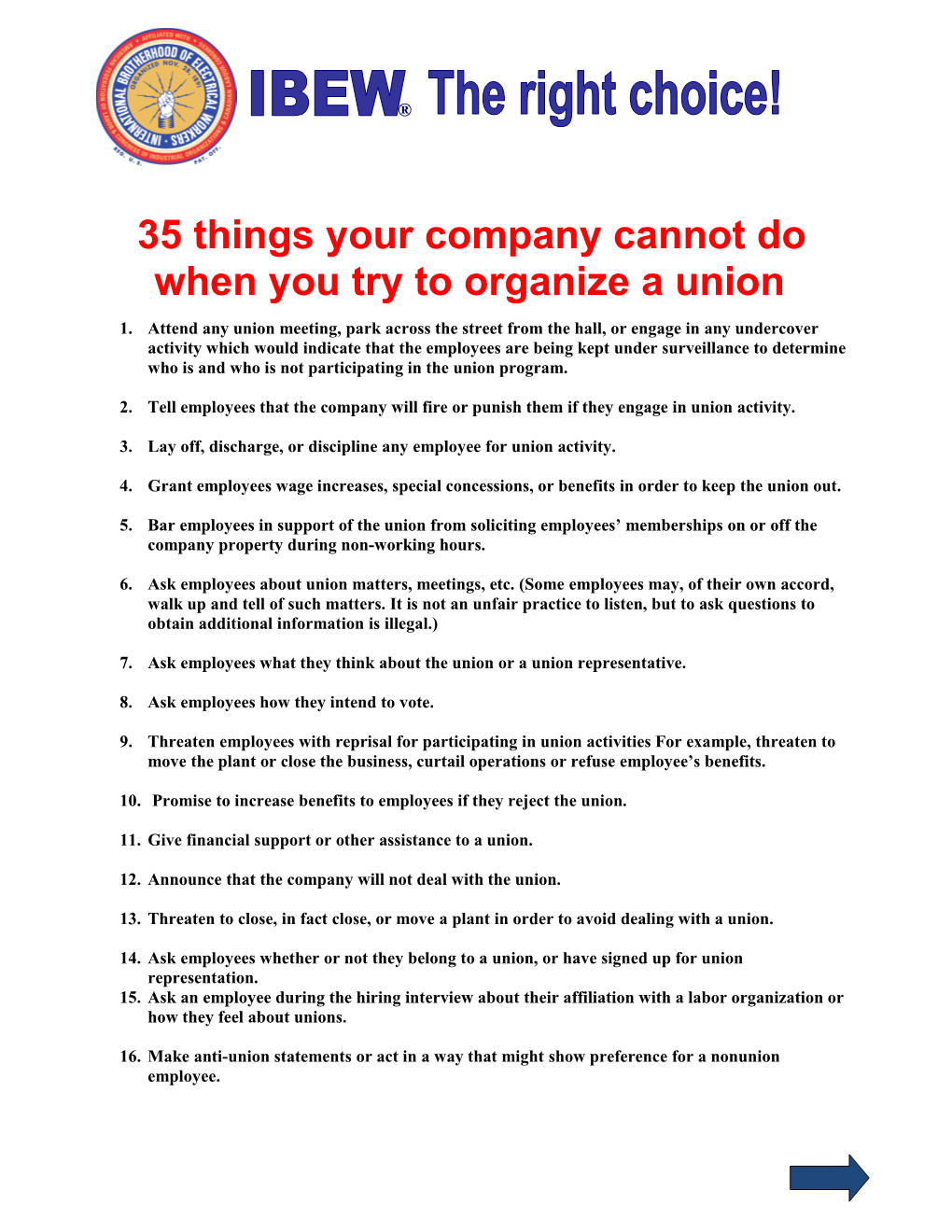 35 Things Your Company Cannot Do When You Try to Organize a Union