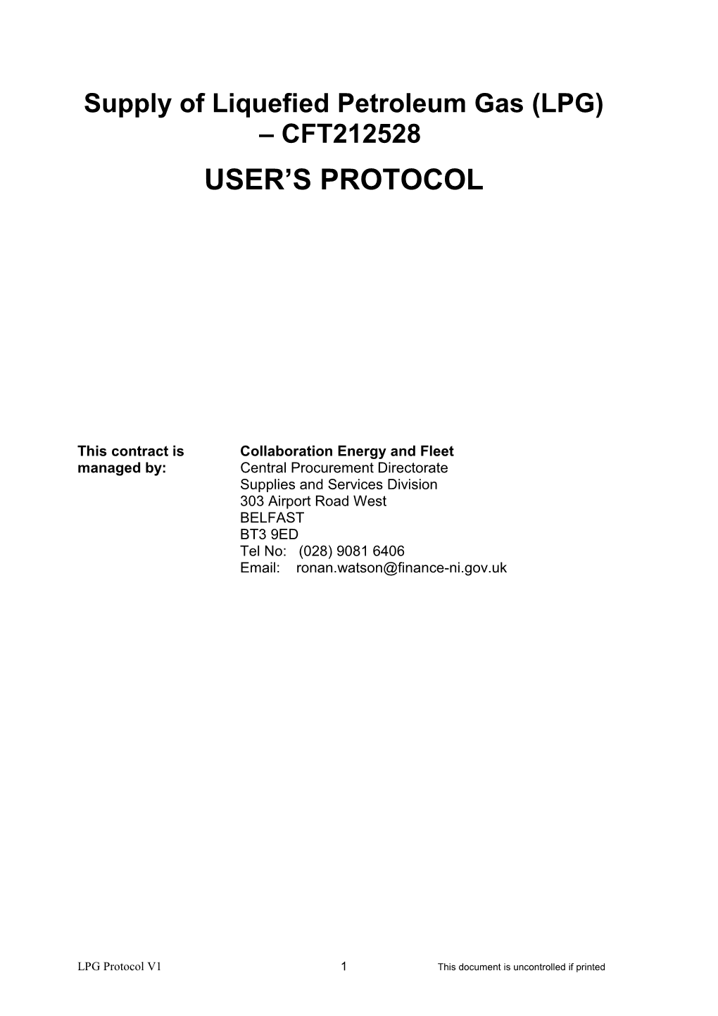 Supply of Liquefied Petroleum Gas (LPG) CFT212528