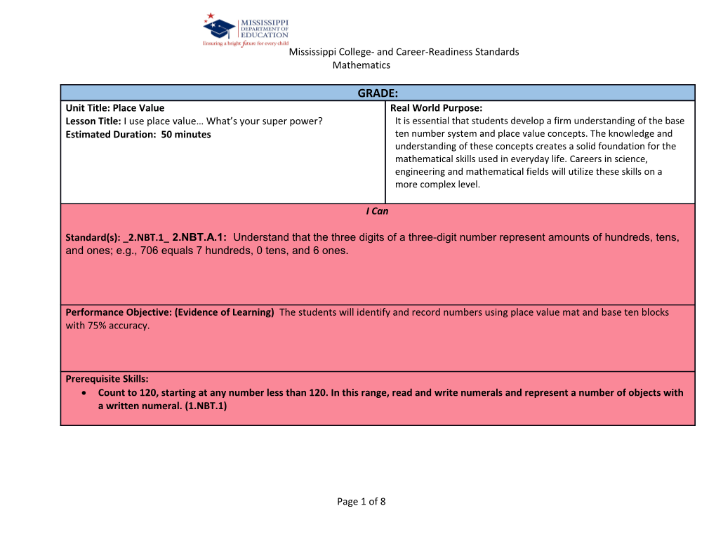 Mississippi College- and Career-Readiness Standards