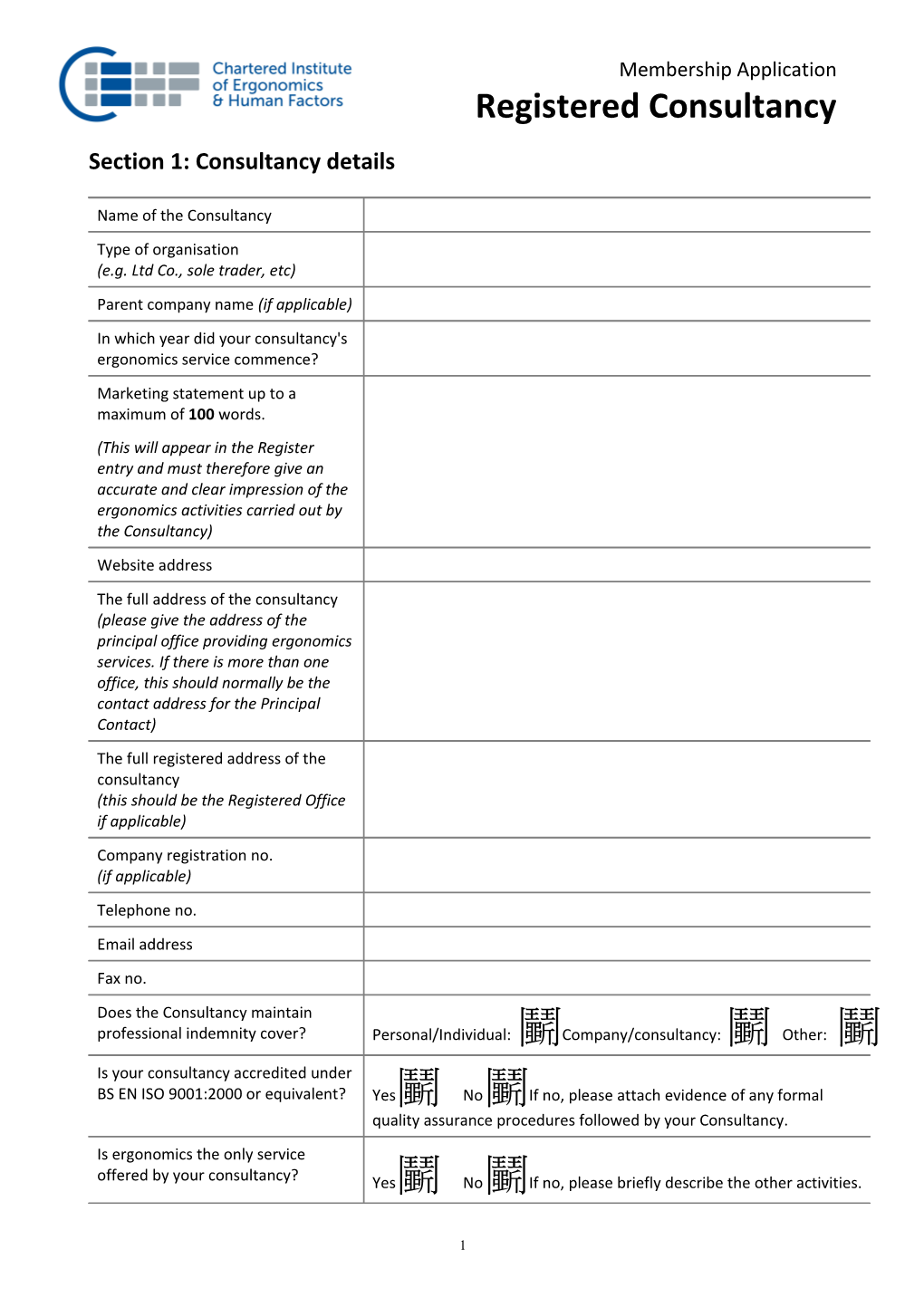 Registered Consultancy