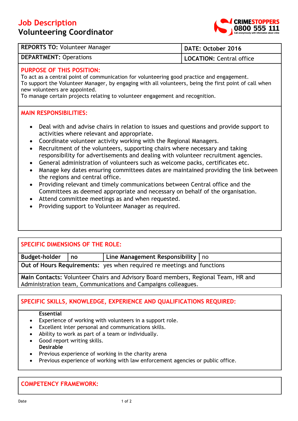 Stage Three - the Person Specification