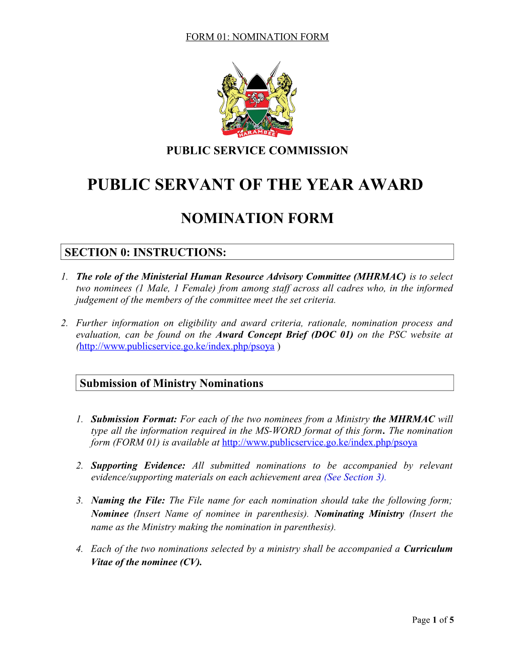 Public Servant of the Year Award