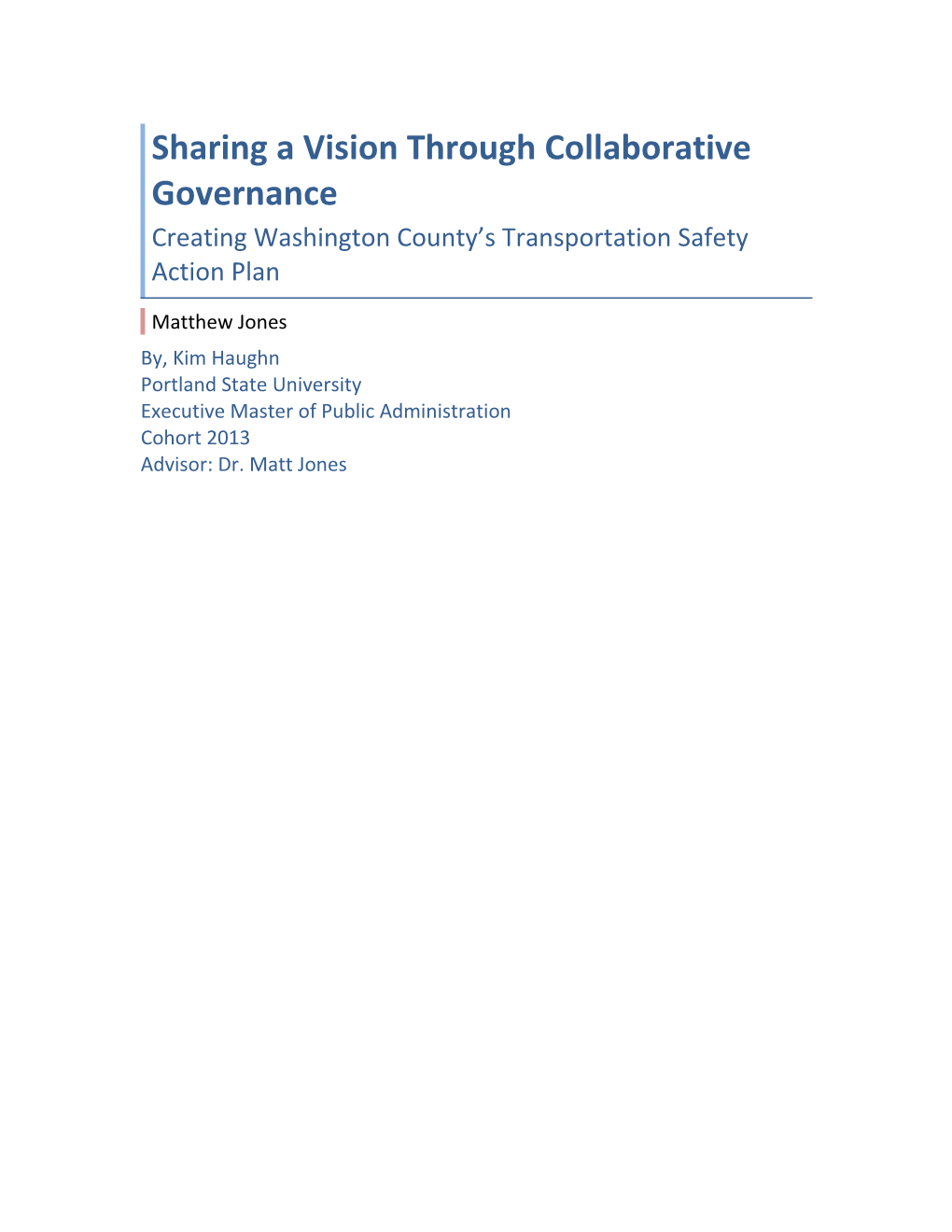 Sharing a Vision Through Collaborative Governance