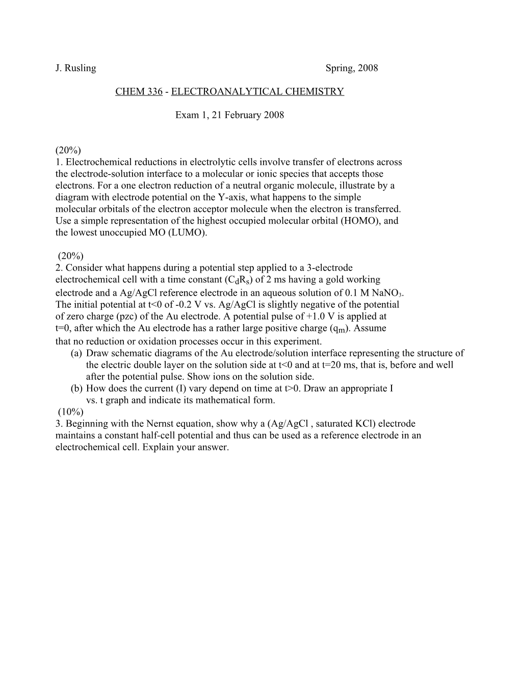 Chem 336 - Electroanalytical Chemistry