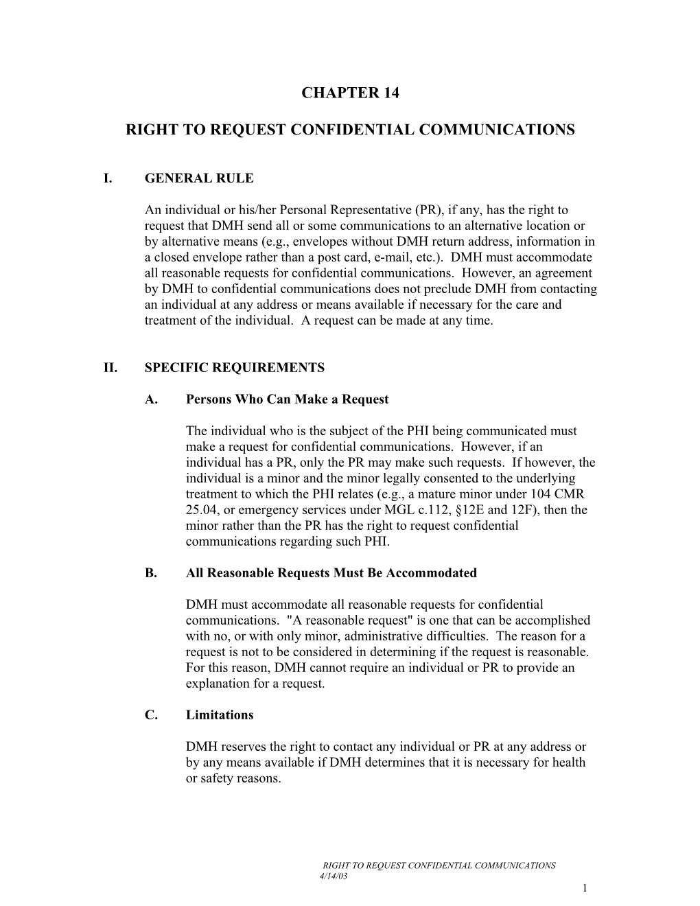 Right to Request Confidential Communications