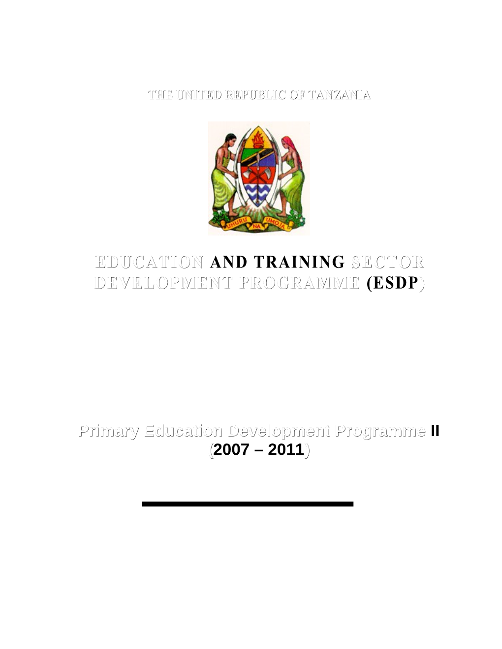 Education and Training Sector Development Programme (Esdp)