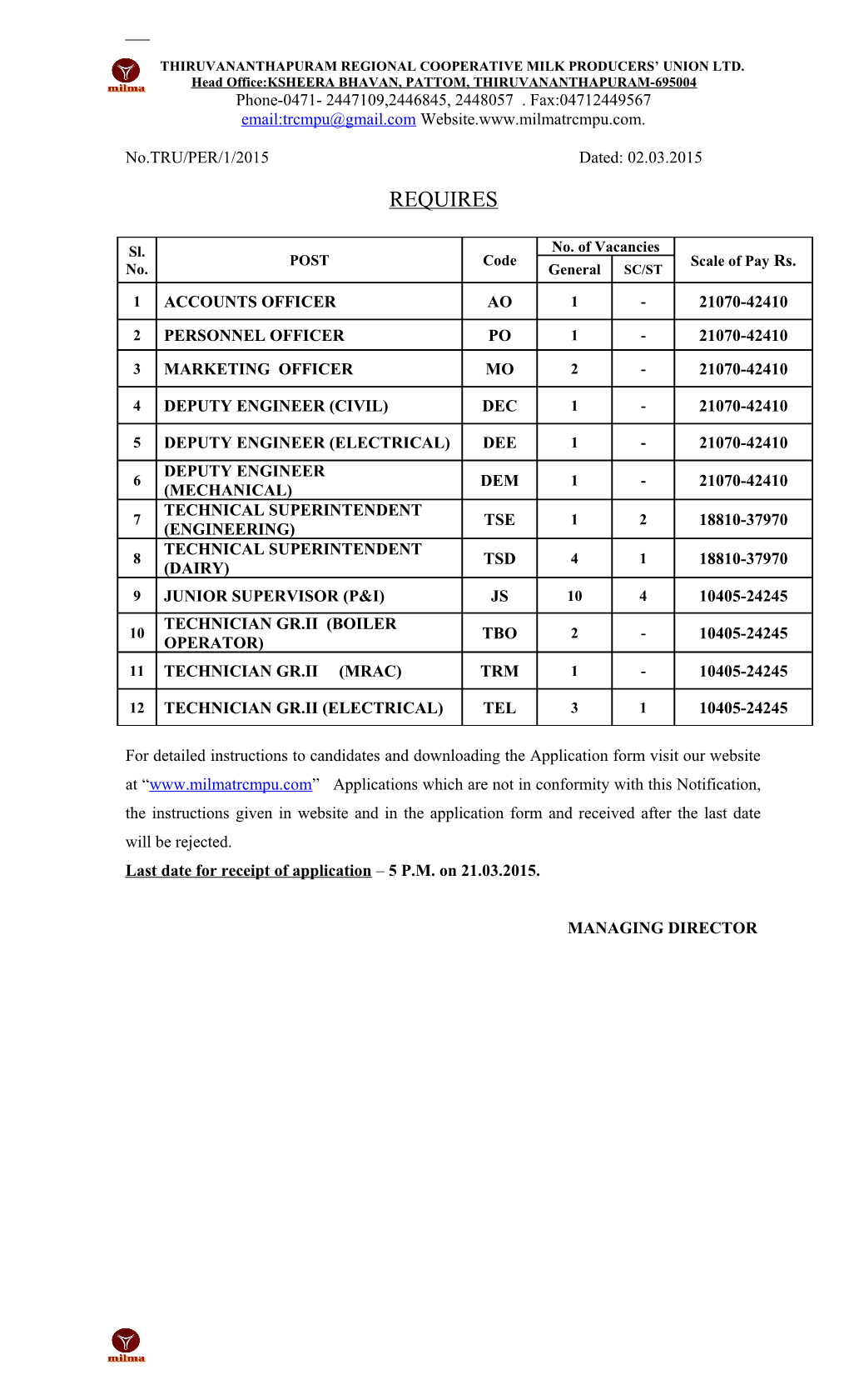 Head Office:KSHEERA BHAVAN, PATTOM, THIRUVANANTHAPURAM-695004