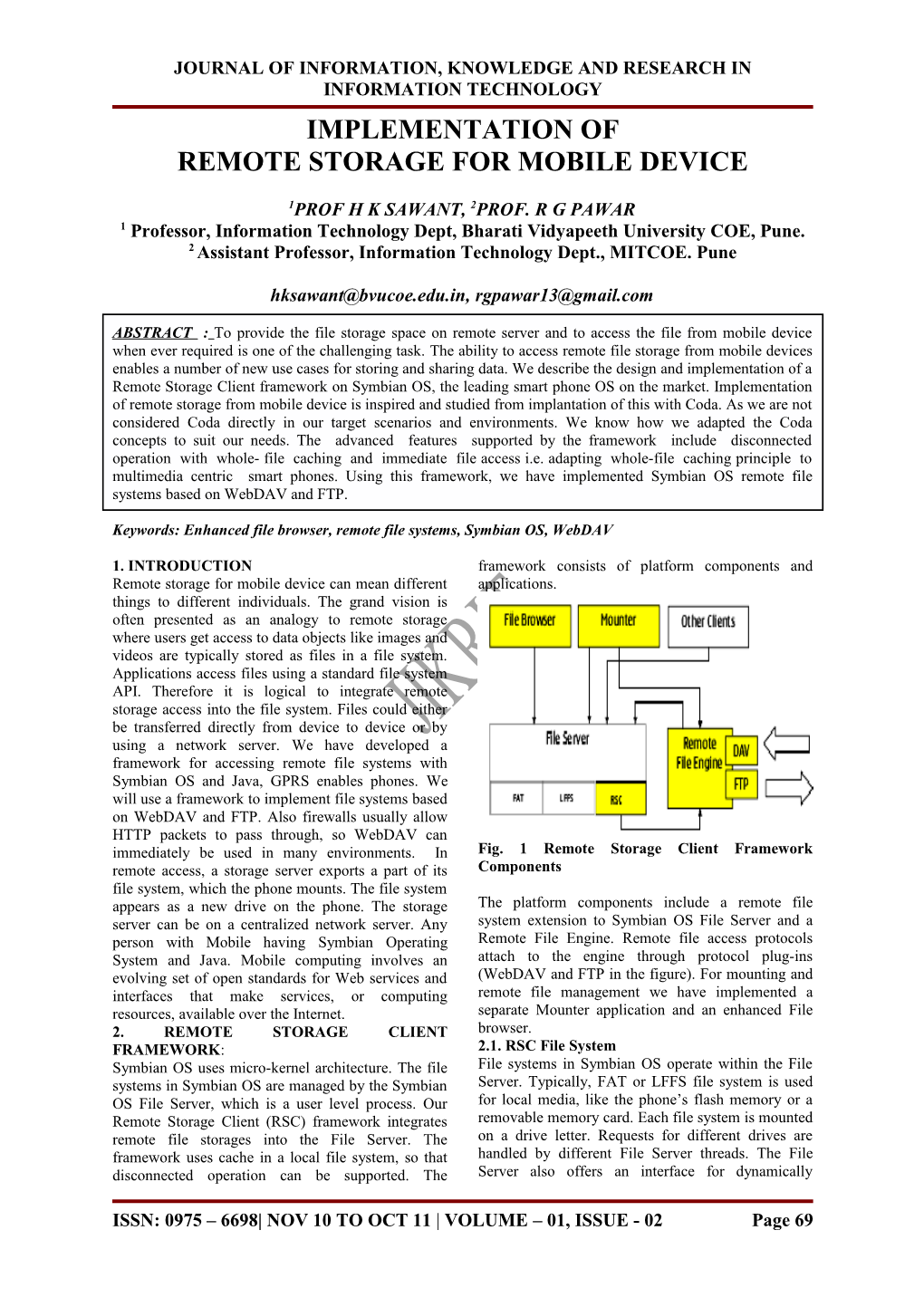 Remote Storage for Mobile Device