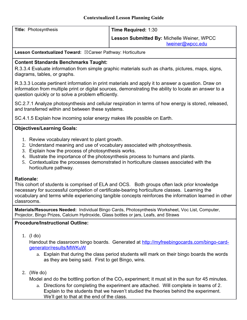 Contextualized Lesson Planning Guide