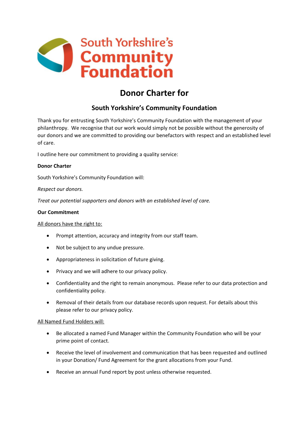 South Yorkshire S Community Foundation