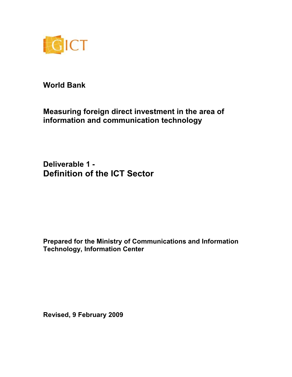 Measuring Foreign Direct Investment in the Area of Information and Communication Technology