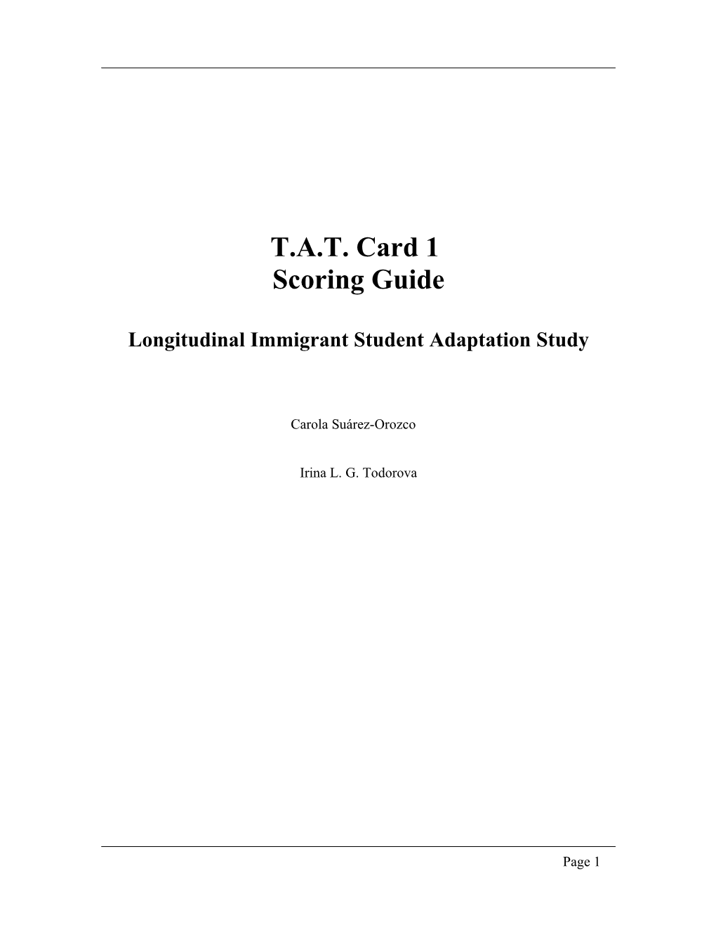 Guide to the T.A.T Scoring Scheme