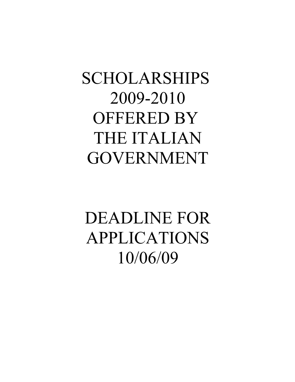 Scholarships in Italy 2005-06