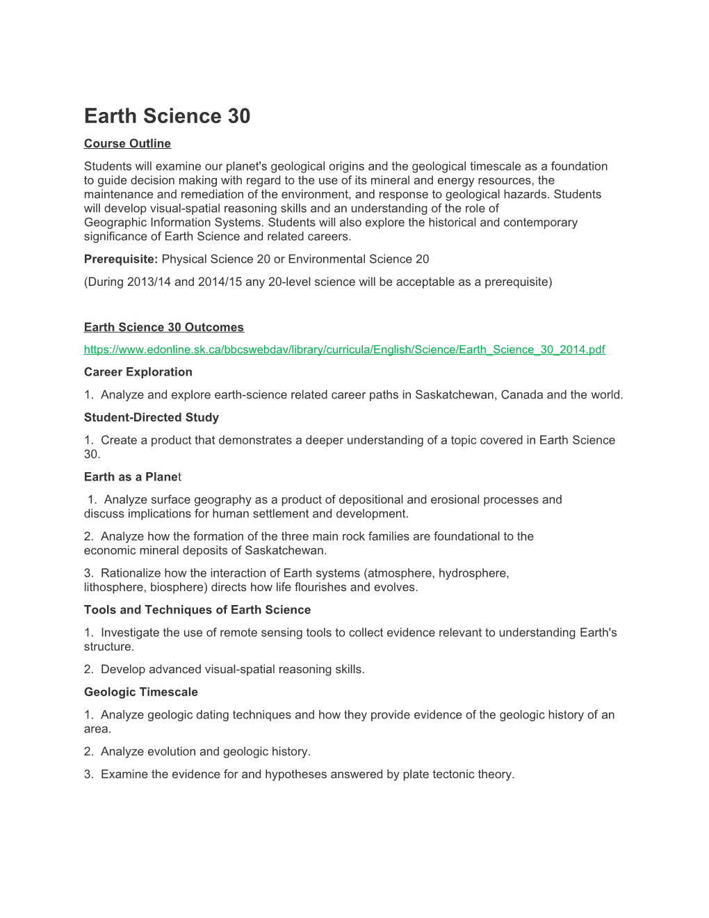 Earth Science 30