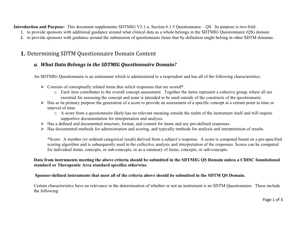 1.Determining SDTM Questionnaire Domain Content