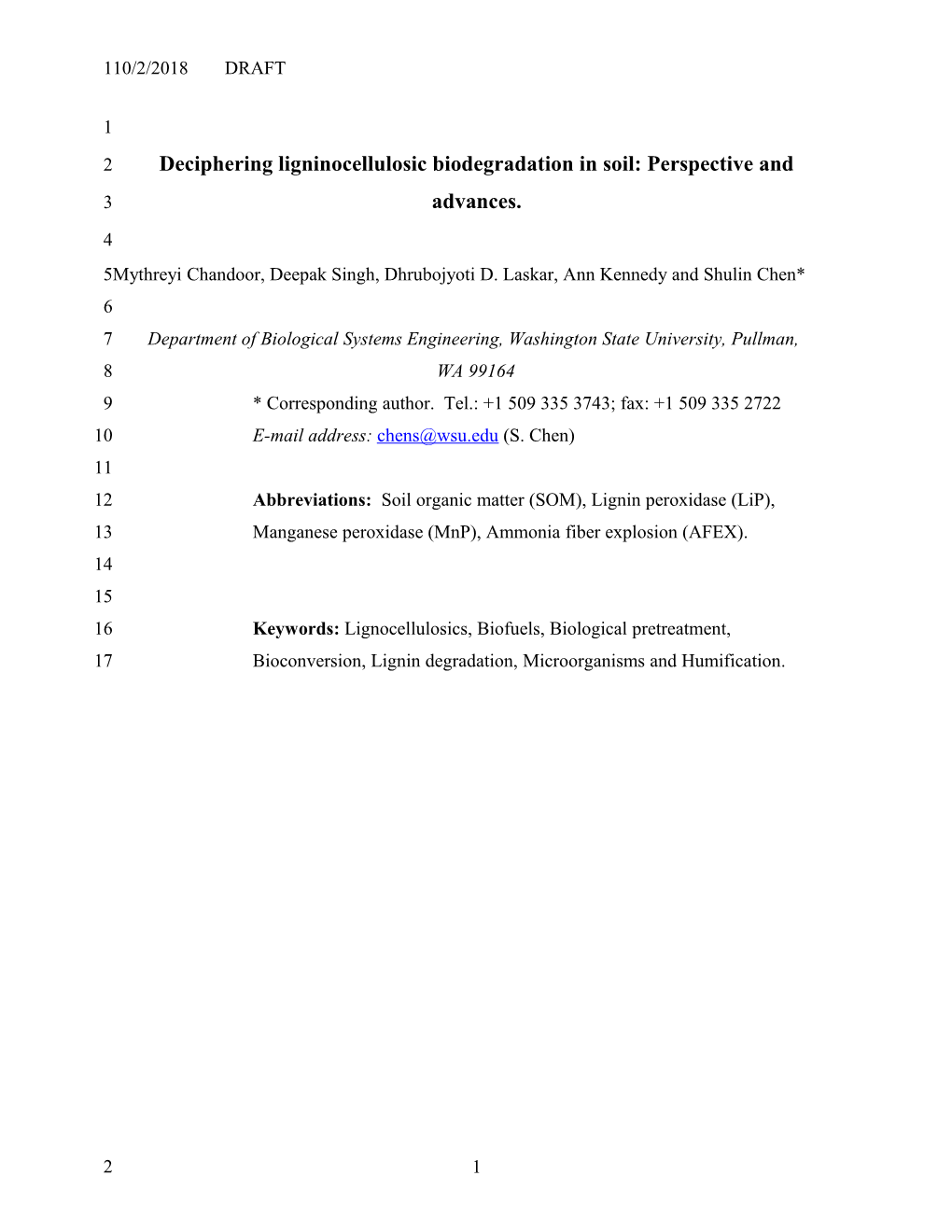 Deciphering Ligninocellulosic Biodegradation in Soil: Perspective and Advances