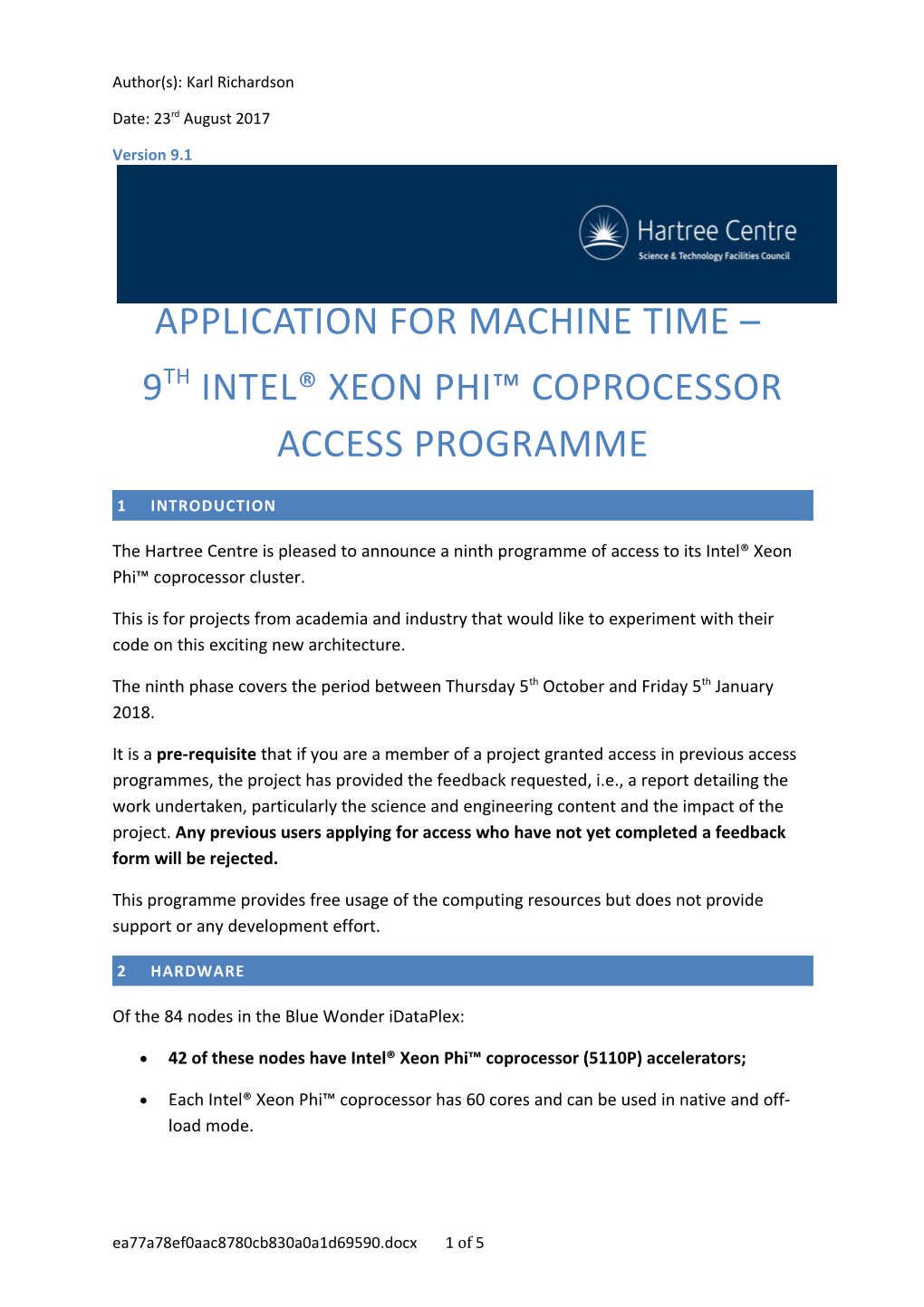 Xeon Phi Access Program