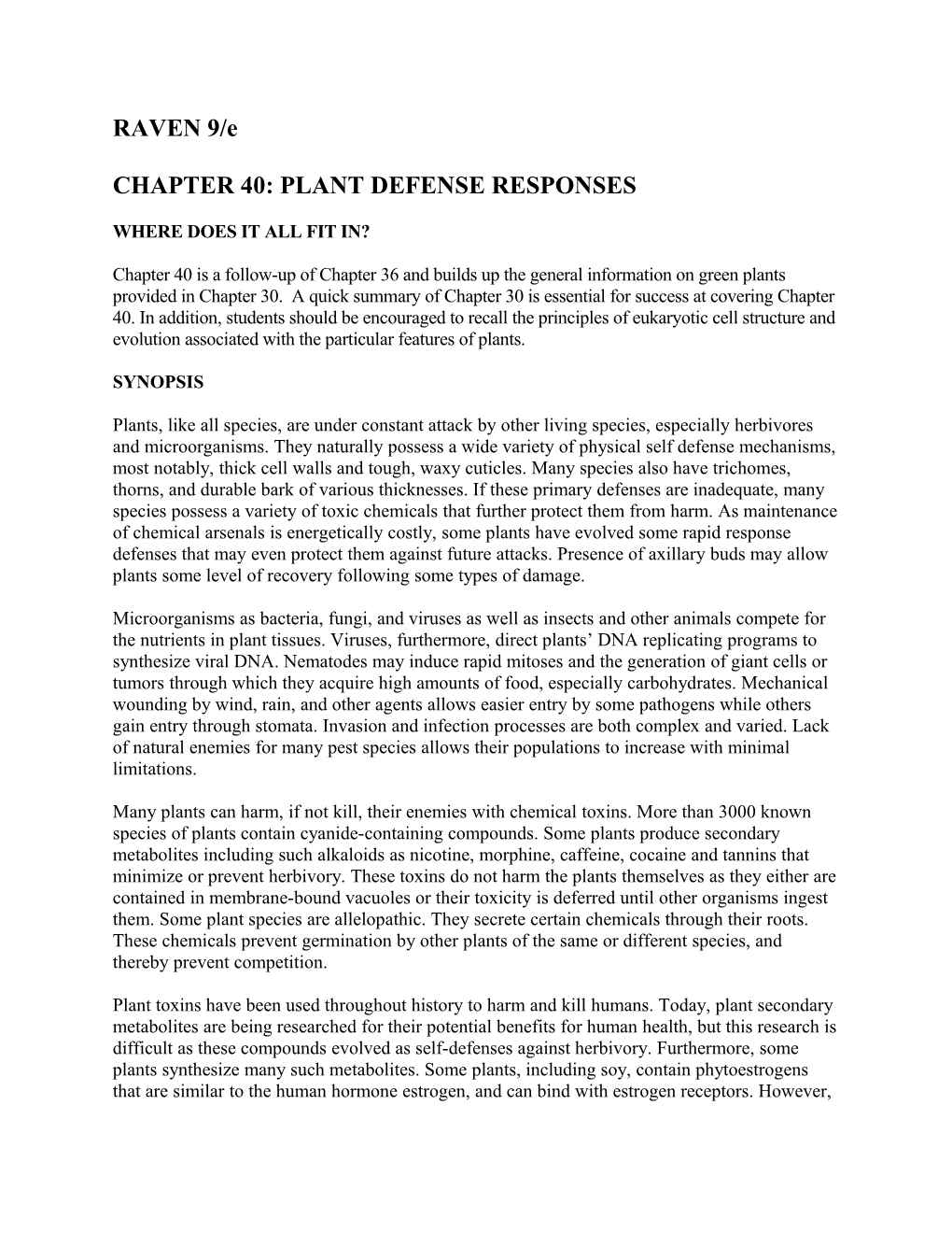 Chapter 40: Plant Defense Responses