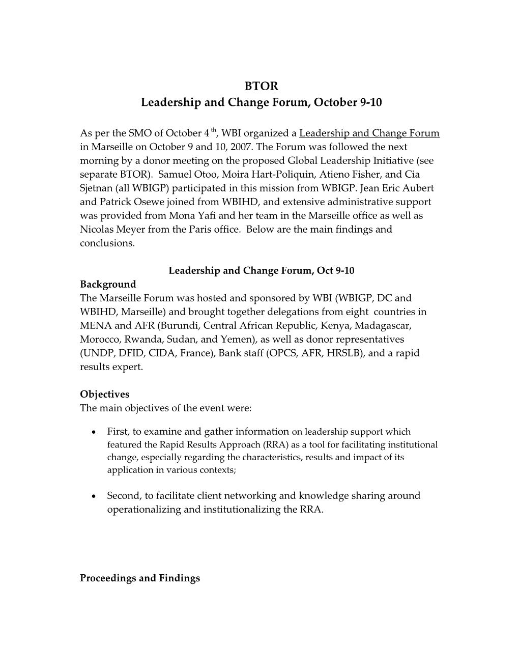 Leadership and Change Forum, October 9-10