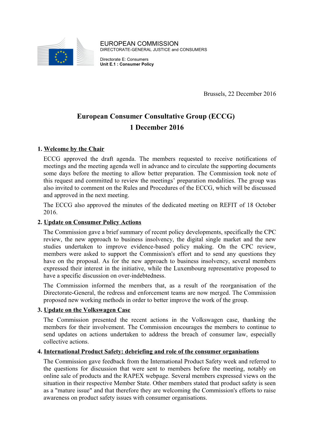European Consumer Consultative Group (ECCG)